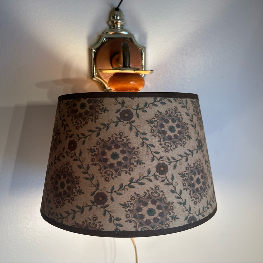Rare Vintage Wall Sconce with Fabric Lampshade Works